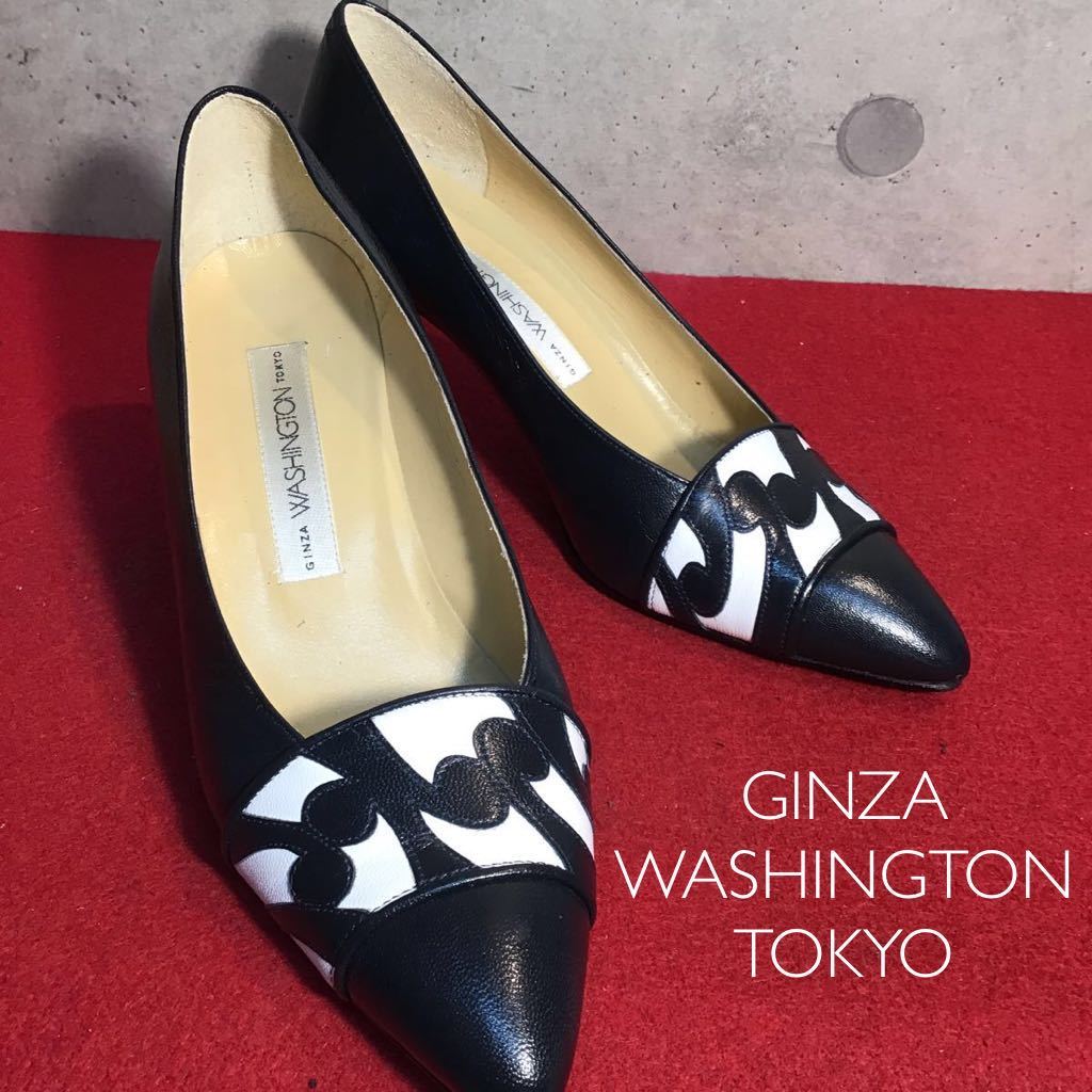 【売り切り!送料無料!】A-7 中古訳あり!!銀座ワシントン/パンプス/24.0cm/ネイビー/箱無し!!拍卖