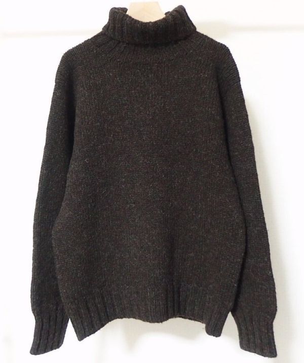 ANATOMICA アナトミカ スコットランド製 REAL SHETLAND SWEATER 3PLY タートルネック ニット セーター 40 茶拍卖