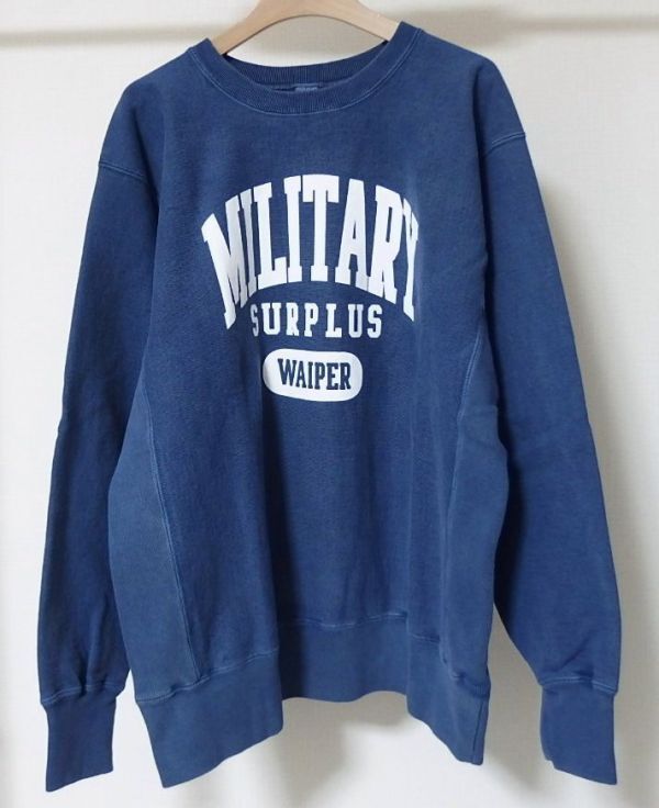 WAIPER.inc ワイパー x BARNS OUTFITTERS 90s CREW SWEAT USAコットン ヴィンテージ 90s クルーネック スウェット シャツ L NVY拍卖