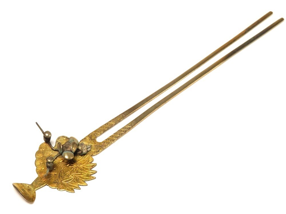 【9658】和装小物 明治 大正 昭和 竹 彫金 簪(初品・買取品)拍卖