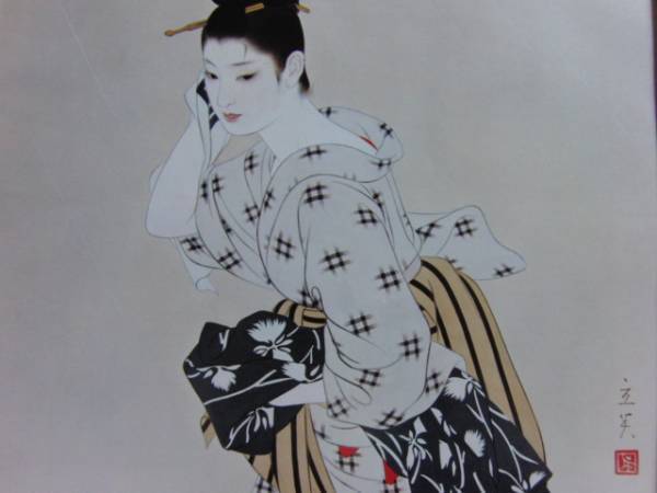 志村立美、【通り雨】、希少な大判額装用画集より、美品、新品額装付、送料込み拍卖