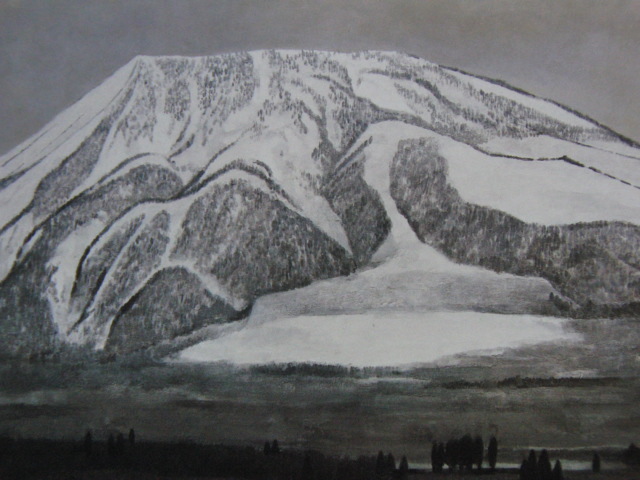河合健二、【冠雪黒姫】、希少な大判額装用画集より、美品、日本人画家、新品額装付、送料込み拍卖