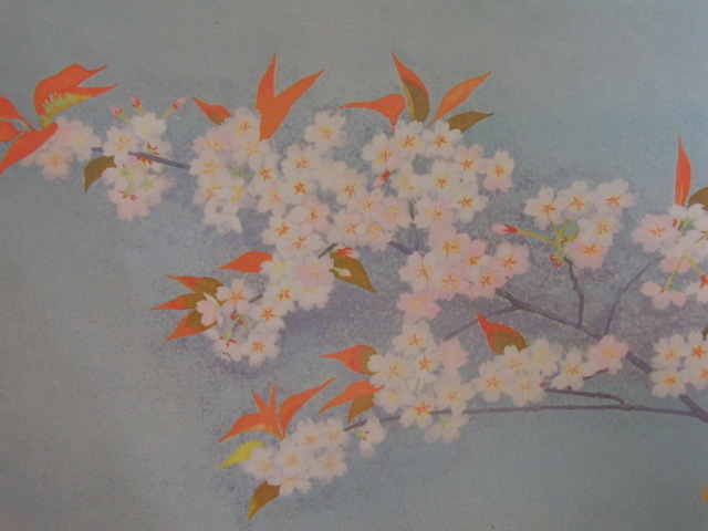 濱田台児、【桜】、希少な大判額装用画集より、美品、日本人画家、新品額装付、送料込み拍卖