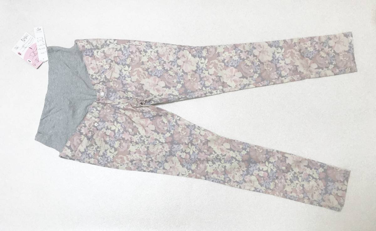 ◆マタニティMサイズ◆オリーブ【OLIVE des OLIVE Maman】産前から産後もはける快適ボトム/ストレッチパンツ:淡ピンク花柄 妊娠前W:64-70拍卖