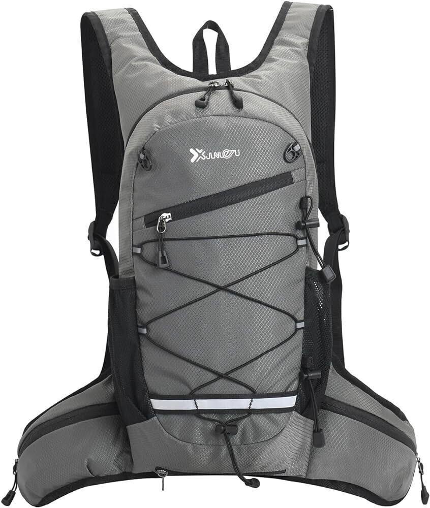 サイクリングリュック 軽量 8L 防水 光反射 豊かなポケット バックパック ランニングバッグ アウトドア ジョギング スポーツバッグ グレー拍卖