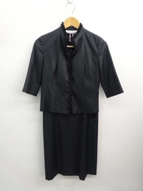 VNZ072●miss chloe セットアップ 5分袖ジャケット+ワンピース2点セット●40●ブラック拍卖