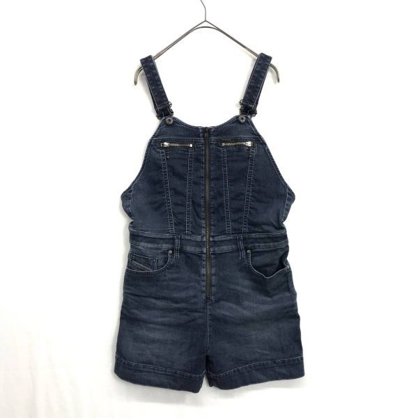 EZ3414●DIESEL : DENIM ショートサロペット●S●インディゴ フロントジップ オールインワン拍卖