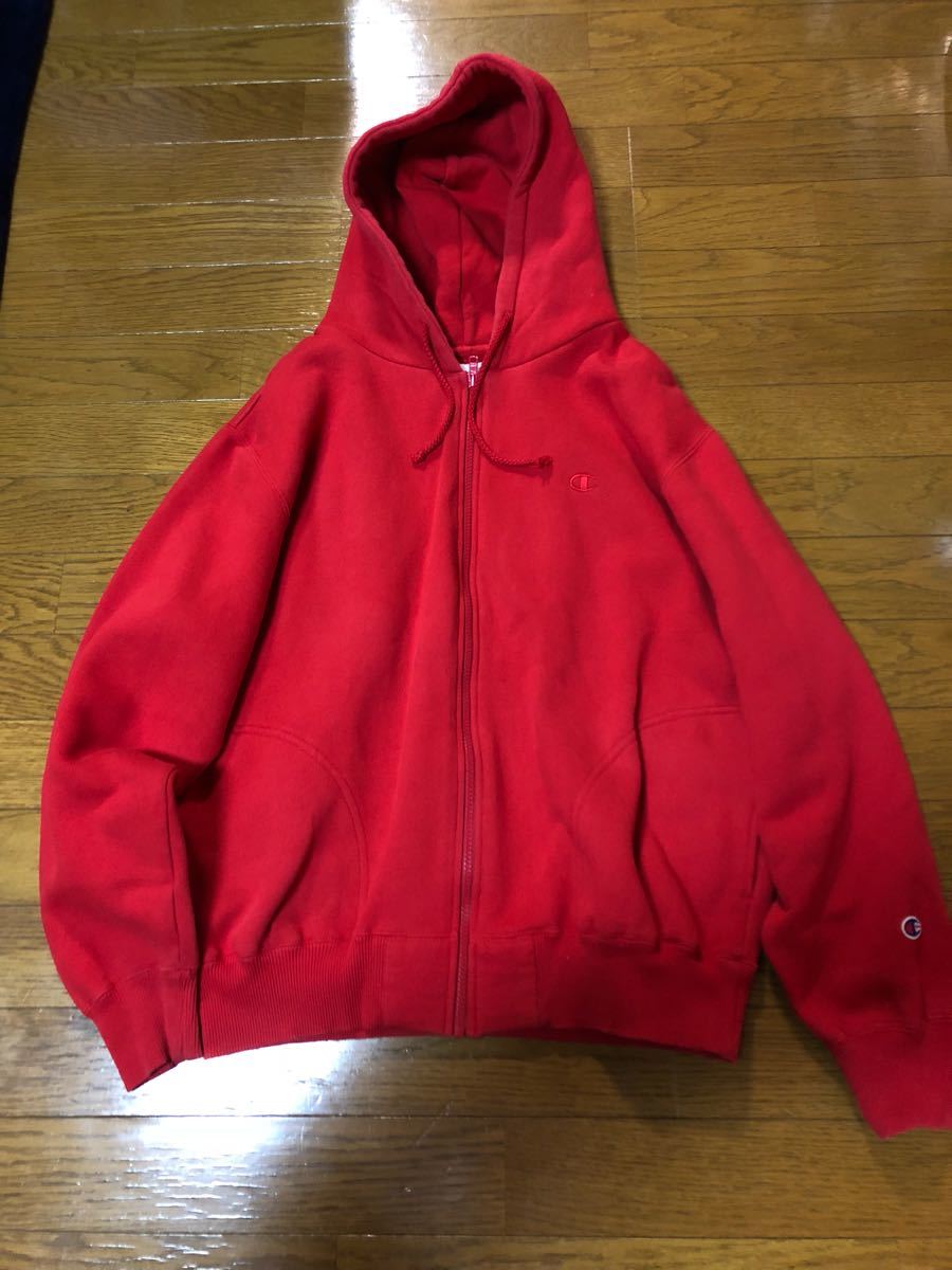チャンピオン スウェットパーカー ジップアップパーカー Lサイズ 赤拍卖