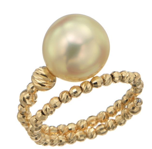 ペルマキーナ 18K シャンパンカラー 南洋真珠 リング 10mm珠拍卖