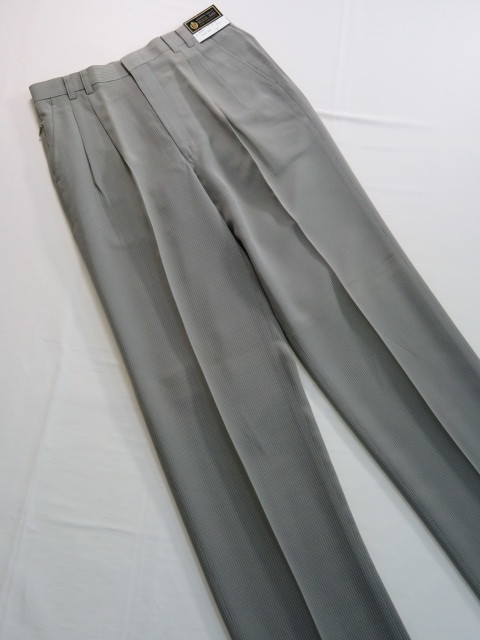★☆ 79 ツータック パンツ 新品 春夏 薄緑鼠系 日本製 ☆★拍卖