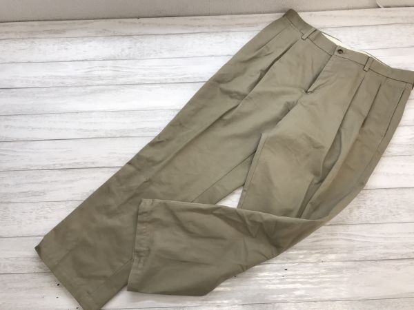 Eddie Bauer エディーバウアー アウトドア アメカジ オーセンティック メンズ ワイド 2タック チノパンツ 綿100% 35×35 ベージュ拍卖