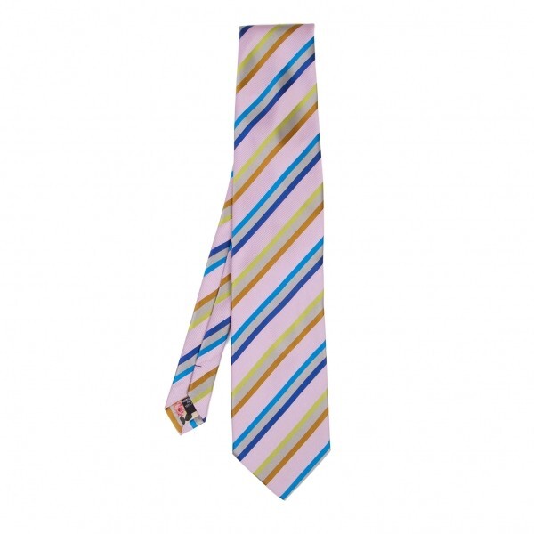 ポールスミス Paul Smith 裏花柄レジメンタルストライプネクタイ ピンク他拍卖