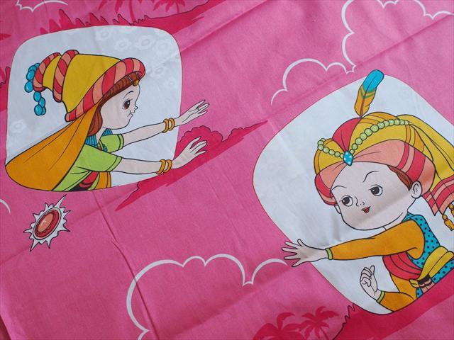 ビンテージレトロ生地*アラジンと魔法のランプ柄・綿☆リメイクハギレコレクション拍卖