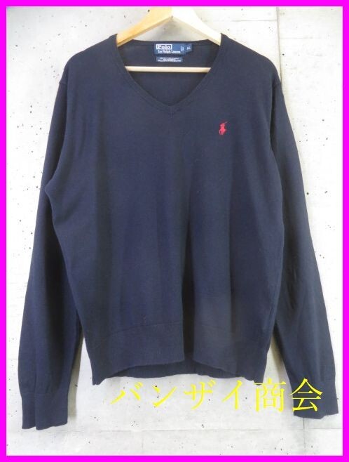1220b13◆良品◆シルク・カシミヤ混◆Ralph Lauren ラルフローレン 薄手ハイゲージ コットンニットセーター LL/カーディガン/ベスト/シャツ拍卖
