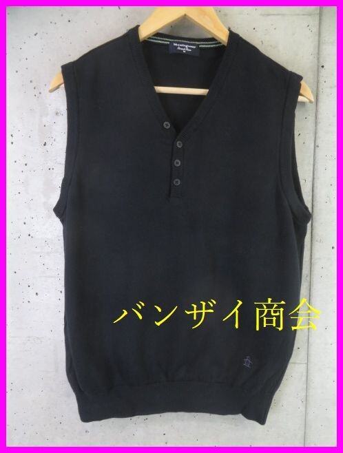 4220b7◆良品です◆日本製◆MUNSINGWEAR マンシング ヘンリーネック ウールニットベスト M/セーター/カーディガン/ポロシャツ/パンツ拍卖