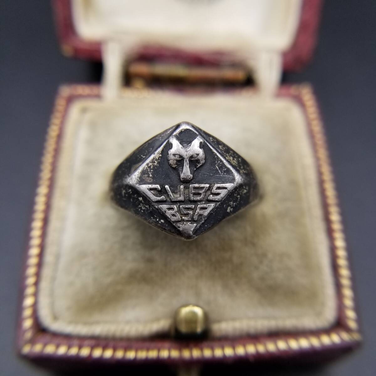 BSA Cub Scouts シグネット オオカミ紋章 925 シルバー ヴィンテージ リング 指輪 ボーイスカウト Boy Scouts of America CUBS Y20-Z②拍卖