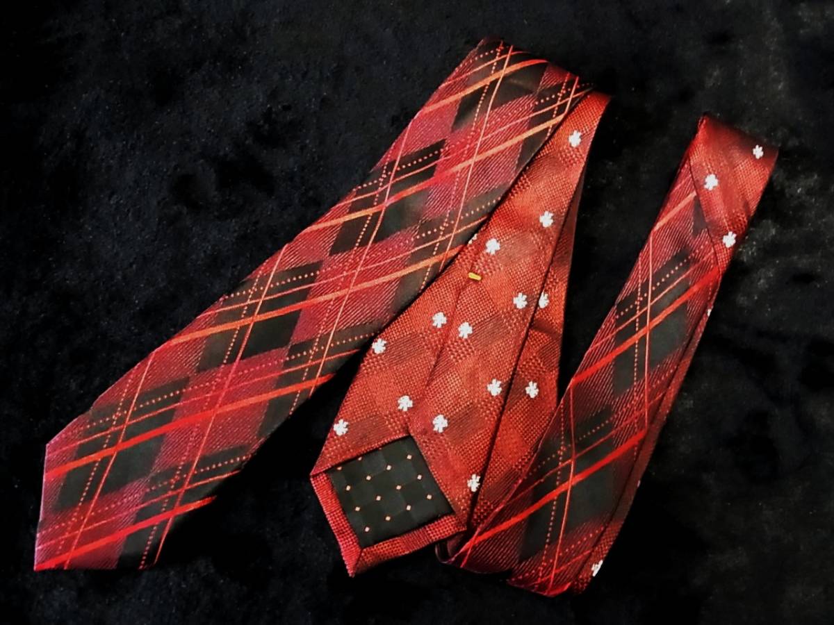 ♪RA2079♪美品【刺繍・動物・ライオン・赤チェック】メイル&コー「MALE&Co.」(メール&コー)ネクタイ♪拍卖