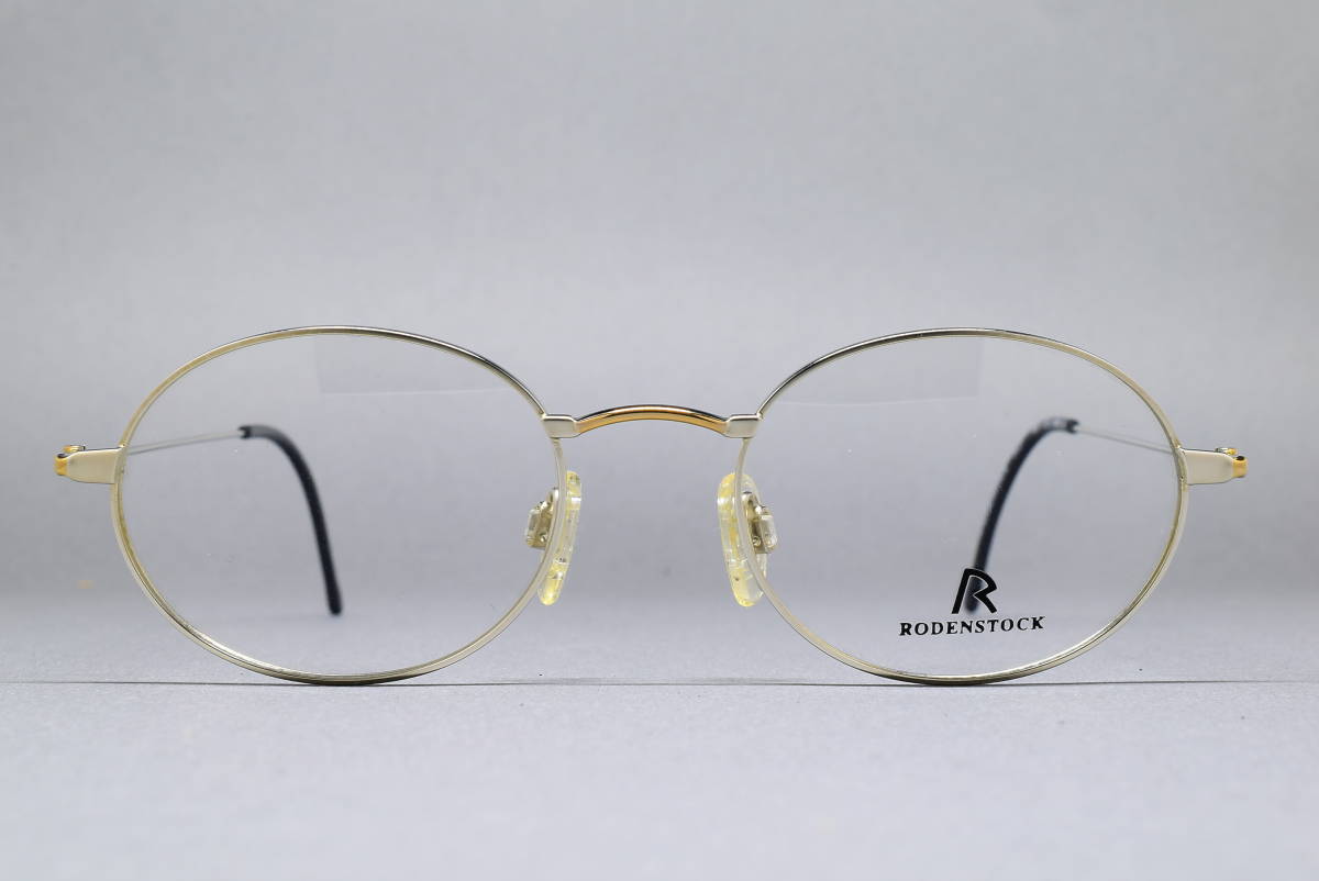 デッドストック RODENSTOCK 24.21 WG E 48-18 オーバル メガネ サングラス フレーム マットシルバー/ゴールド拍卖