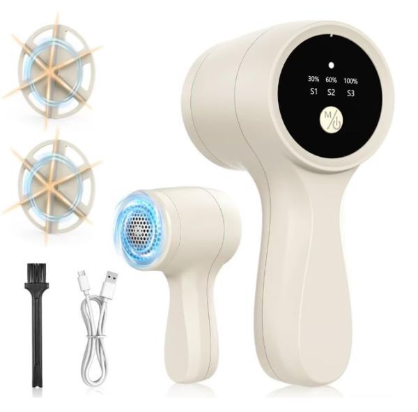 【送料無料】充電式 毛玉取り 毛玉クリーナー 液晶ディスプレイ 強力6枚刃 3段階調節 コードレス USB充電 替え刃付き拍卖