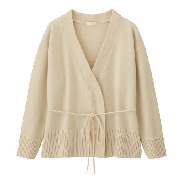 GU/ジーユー 超大型店 カシュクールカーディガン 長袖 ナチュラル M拍卖