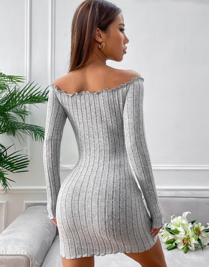 203 ワンピースladiesレディース ◇ 魅惑Styleセクシー ◇ 美ライン 綺 綺麗 ミニ丈 グレー タイト拍卖