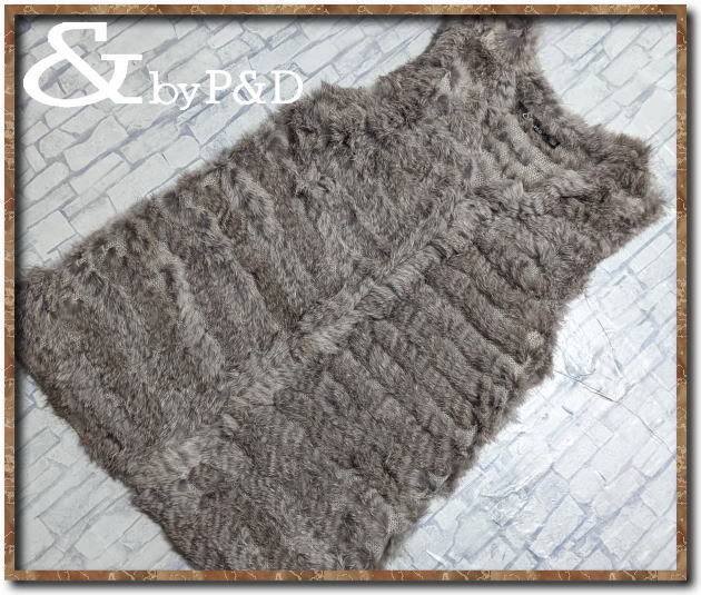 美品!!☆& by P&D アンドバイピーアンドディー ラビットファー付き使いノースリーブニット グレー☆拍卖