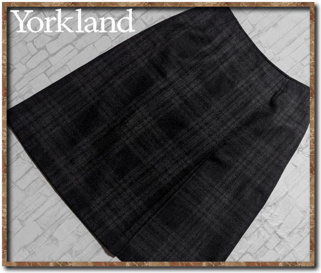 ☆Yorkland ヨークランド チェックスカート 濃グレー☆拍卖