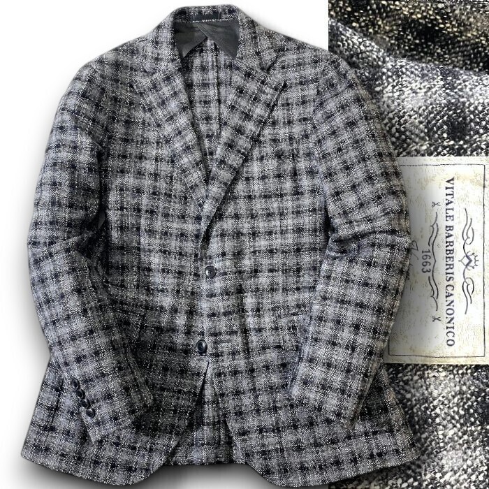 RICHIESTA リキエスタ 定価12.1万 日本製 伊製生地 CANONICO社 Vintage シルクウール テーラード ジャケット 187J8231 A6 ▲074▼50107w03拍卖
