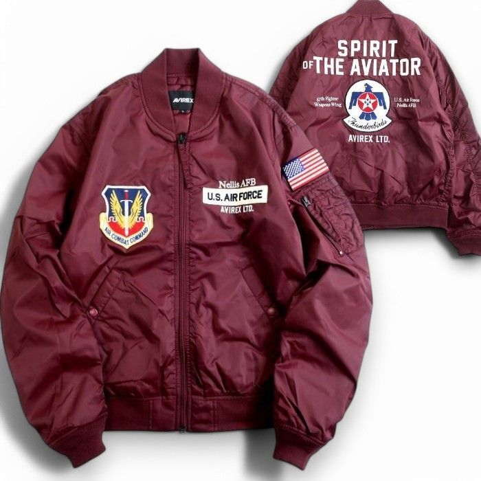アヴィレックス 新品 定価3.1万 ライトMA-1 フライトジャケット ミリタリージャケット ブルゾン 3152011 バーガンディ L ▲072▼30817k03拍卖