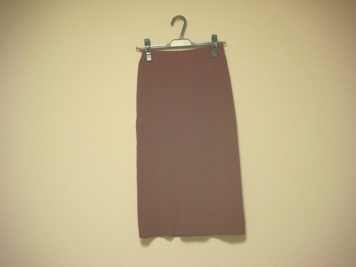 エヌドット N. リブ ミモレ丈 リブ ペンシル タイトスカート 赤 美品 1回のみ使用拍卖