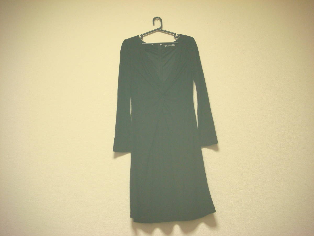 ルスーク ねじり ドレープデザイン ジャージー 美ライン ワンピース 黒 美品拍卖