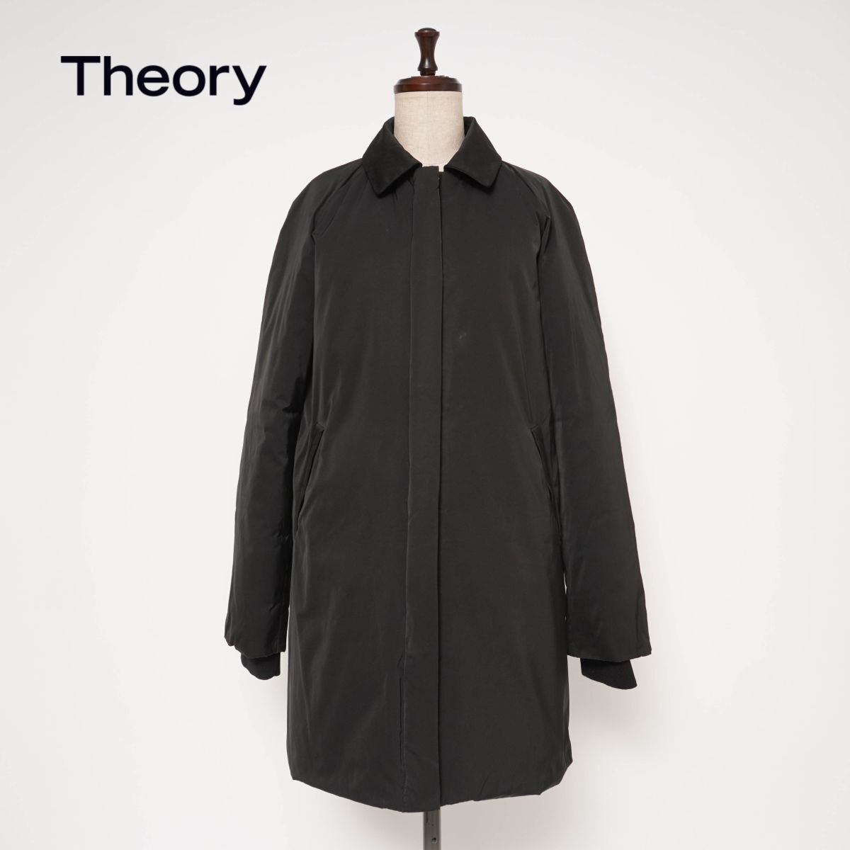 theory セオリー ダウンジャケット フロントジップ ロング丈 レディース ブラック 黒 サイズ2*YC633拍卖