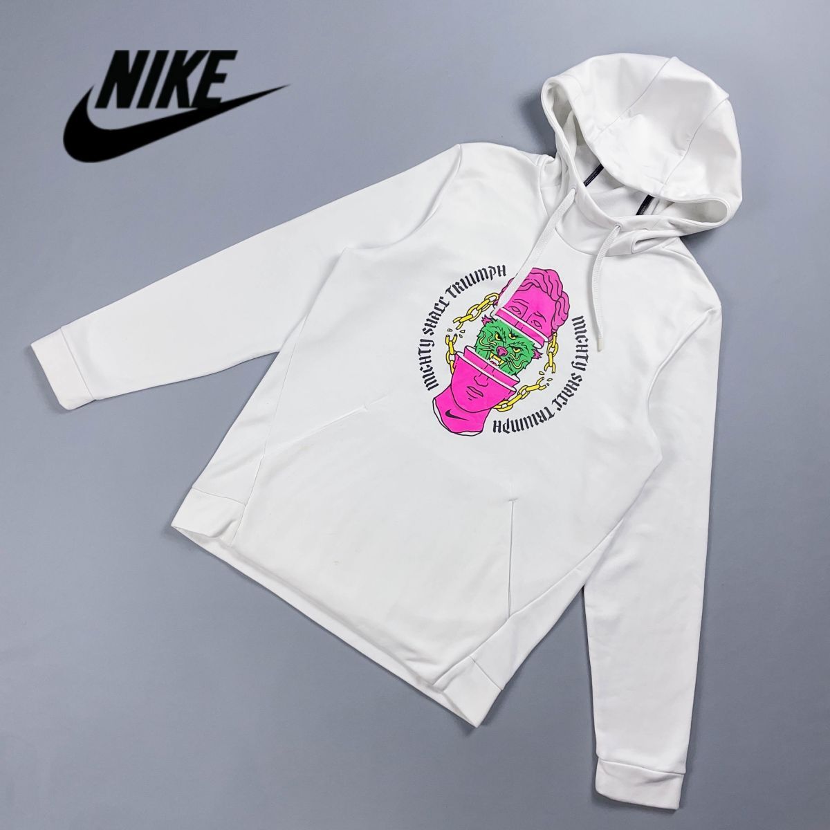 NIKE DRI-FIT ナイキ BARRIERS・SHALL・FALL パーカー 裏起毛 トップス メンズ ホワイト 白 サイズL*YC708拍卖