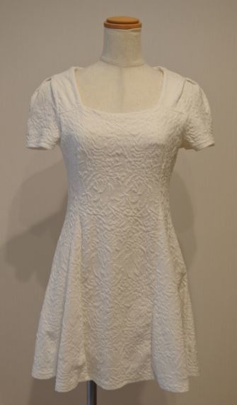 メーカー不明 ワンピース ミニ フレア スクエアネック 半袖 白 bnbi k2h0207★ 拍卖