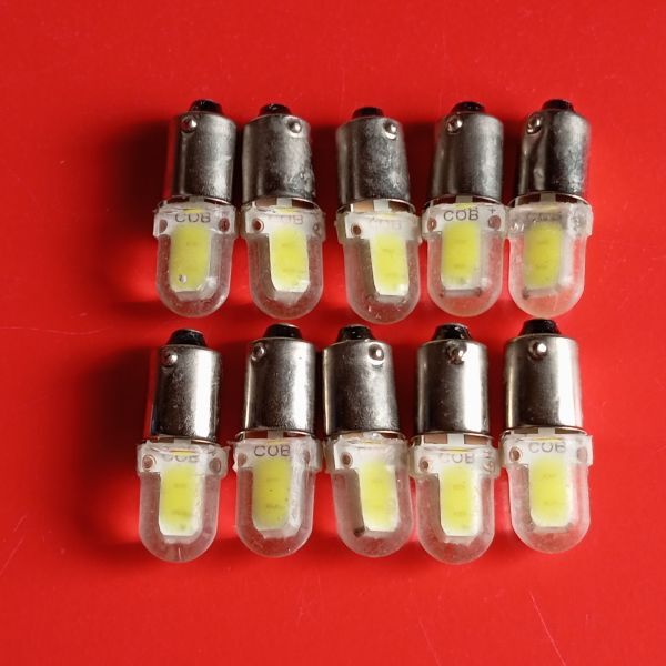 国内未入荷 特注品 超爆光COB 24V専用設計!10個 角マーカー用 BA9S LED 電球 ホワイト 白 デコトラ サイドマーカー レトロ 大型車トラック拍卖