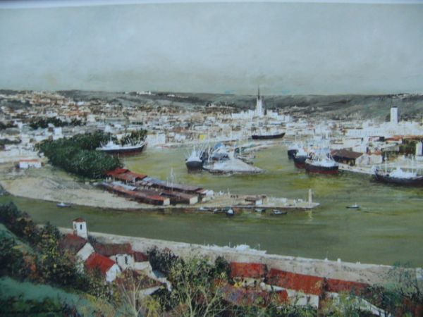 武本春根【港街遠望】希少画集画、状態良好、新品高級額装付、送料無料、洋画 油彩 風景拍卖