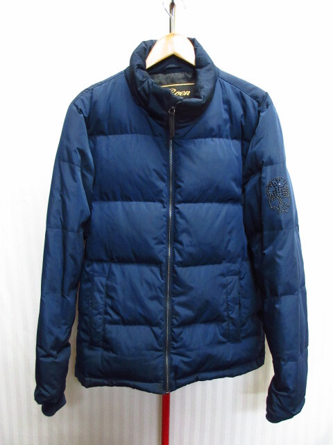 Roen GOLD ロエン ラインストーン付きドクロ柄ダウンジャケット メンズXL LL 紺 保温 防寒ダウンジャンパー ダウンコート 02042拍卖