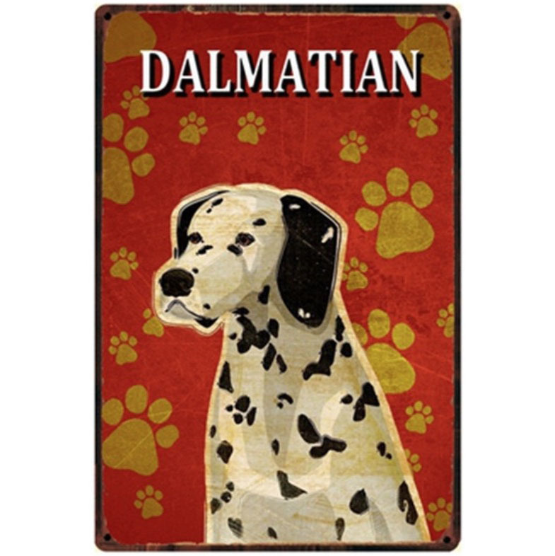 A1737 メタル サイン ブリキ 看板 金属製 プレート アメリカン雑貨 昭和レトロ 動物 ペット 犬 愛犬 ダルメシアン 2221拍卖