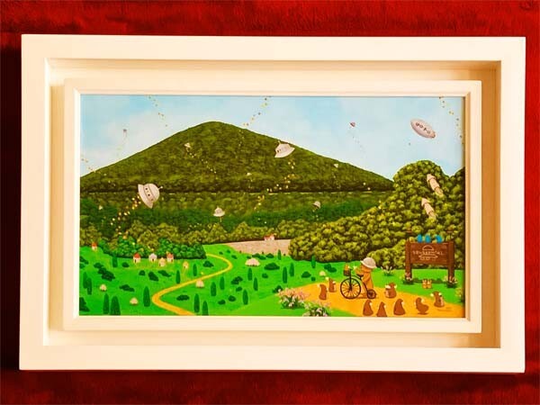 ハナムラ ヒロユキ●真作●はなむら ひろゆき●アクリル原画 直筆サインあり■現代アート■風景画■UFO■動物■可愛いイラスト■肉筆画拍卖