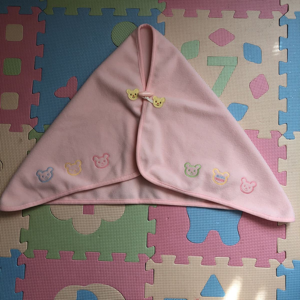 ミキハウスとっても可愛いポンチョ風フリースブランケット 羽織もの拍卖