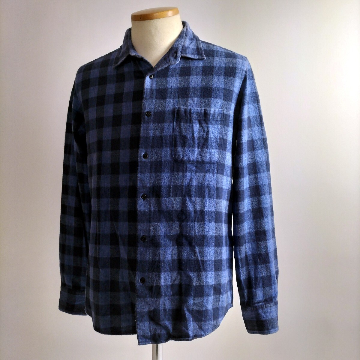 ボイコット BOYCOTT コットン100% オンブレチェック柄フランネルシャツ ビエラ 起毛 長袖 3 ブルー ワールド 日本製 m0205-5拍卖