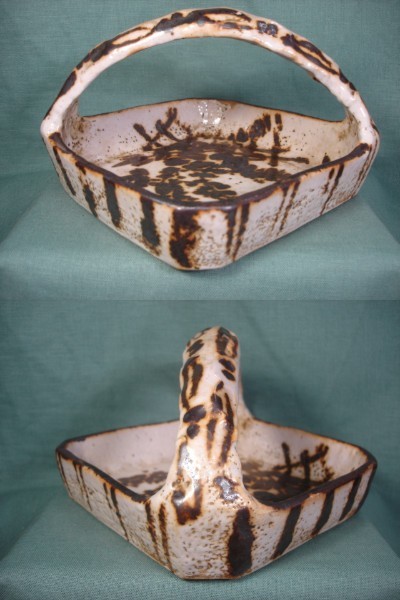 〇古陶磁器 安土桃山時代!銹絵 錆絵 絵志野角型手鉢 器皿 置物 古美術骨董 時代物 希少蔵出し d88拍卖