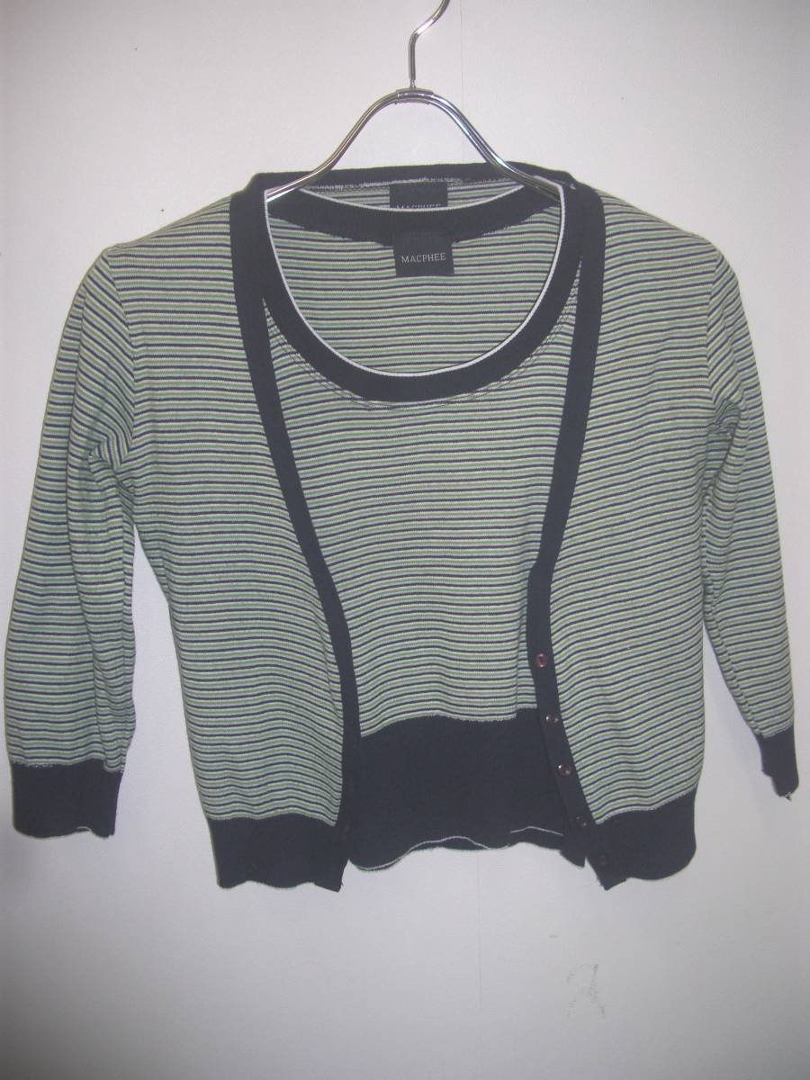 MACPHEE(マカフィー/トゥモローランド)綿100%/ボーダー/ショート丈/アンサンブル☆サイズS拍卖