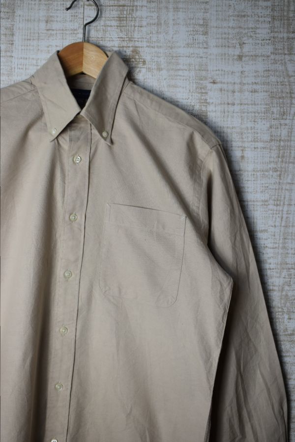 ☆US古着 TOMMY HILFIGER トミーヒルフィガー オックスフォードシャツ ベージュ茶【S 32-33】コットン ◆2109◆拍卖