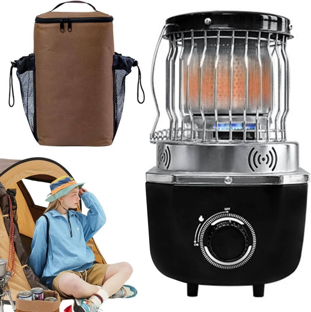 キャンプテントヒーター 多機能ストーブヒーターガスヒーター ストーブ 1台2役 電源不要 小型速暖・持ち運び簡単 キャンプ 旅行用暖房拍卖