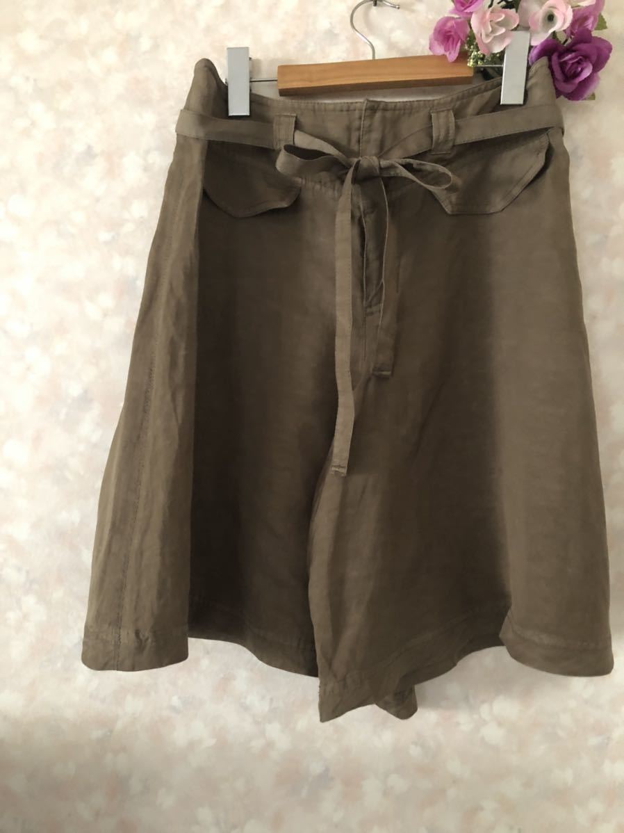 麻混 ファスサンファーレ キュロット スカート リボンベルト z拍卖