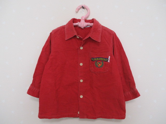 Ω ミキハウス Ω ★80㎝★ 可愛いコーデュロイ長袖シャツ 赤 0202拍卖