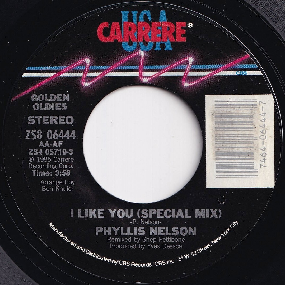 Phyllis Nelson I Like You / Move Closer Carrere USA US ZS8 06444 209943 SOUL DISCO ソウル ディスコ レコード 7インチ 45拍卖