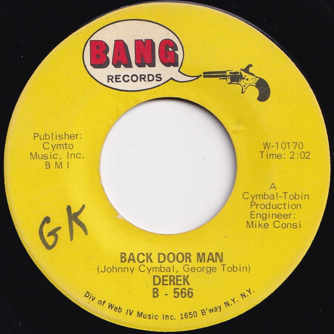 Derek Back Door Man / Sell Your Soul Bang US B-566 209922 ROCK POP ロック ポップ レコード 7インチ 45拍卖