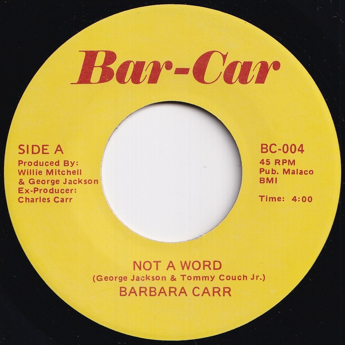 Barbara Carr Not A Word / What's Wrong Bar-Car US BC-004 209712 SOUL ソウル レコード 7インチ 45拍卖